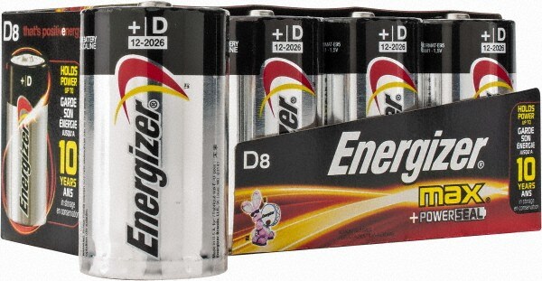 8 Qty 1 Pack Size D, Alkaline, 8 Pack, Standard Battery