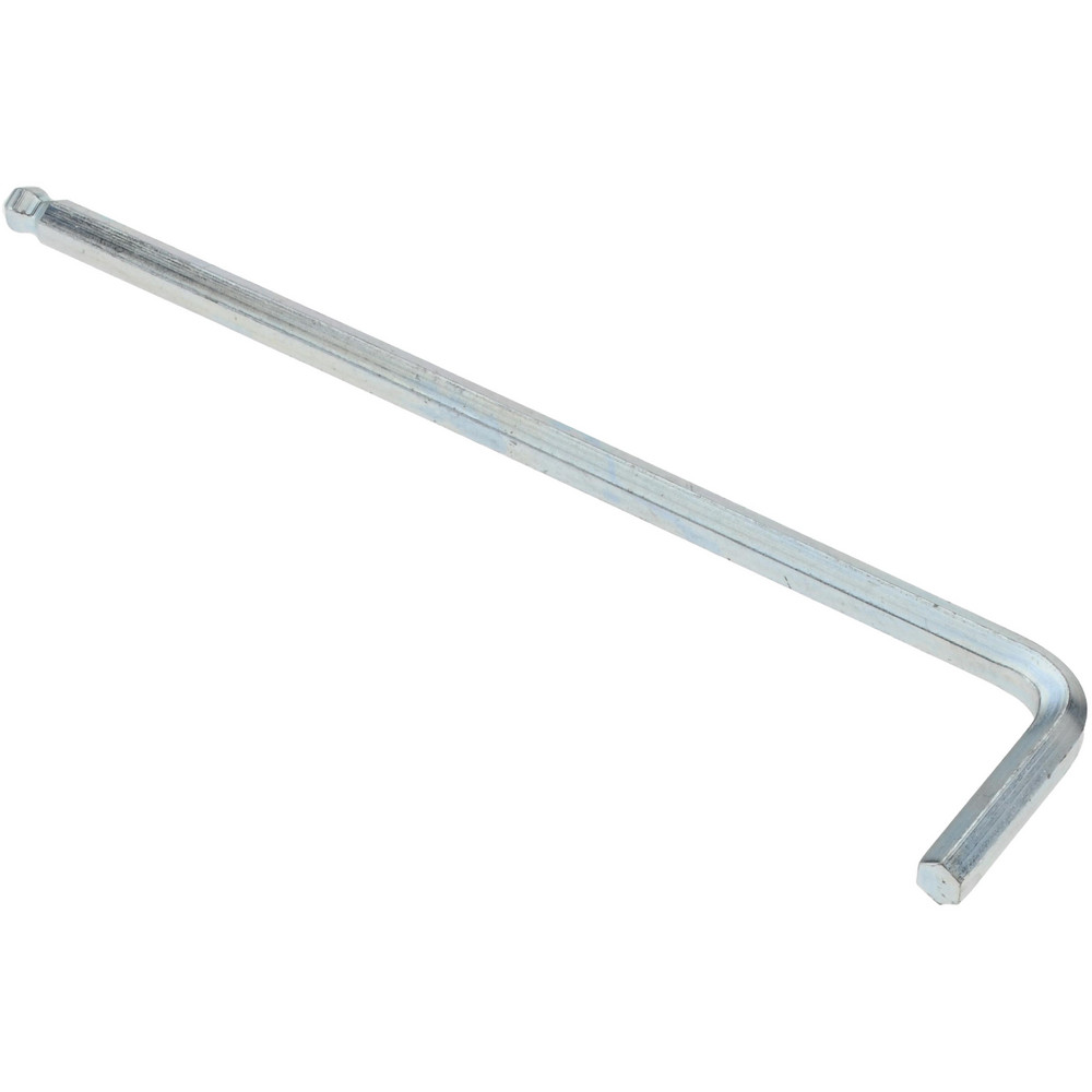 L-Handle Hex Key: 1/2", Ball End, Extra Long Arm - 3-5/32" OAL, Alloy Steel, Black Finish