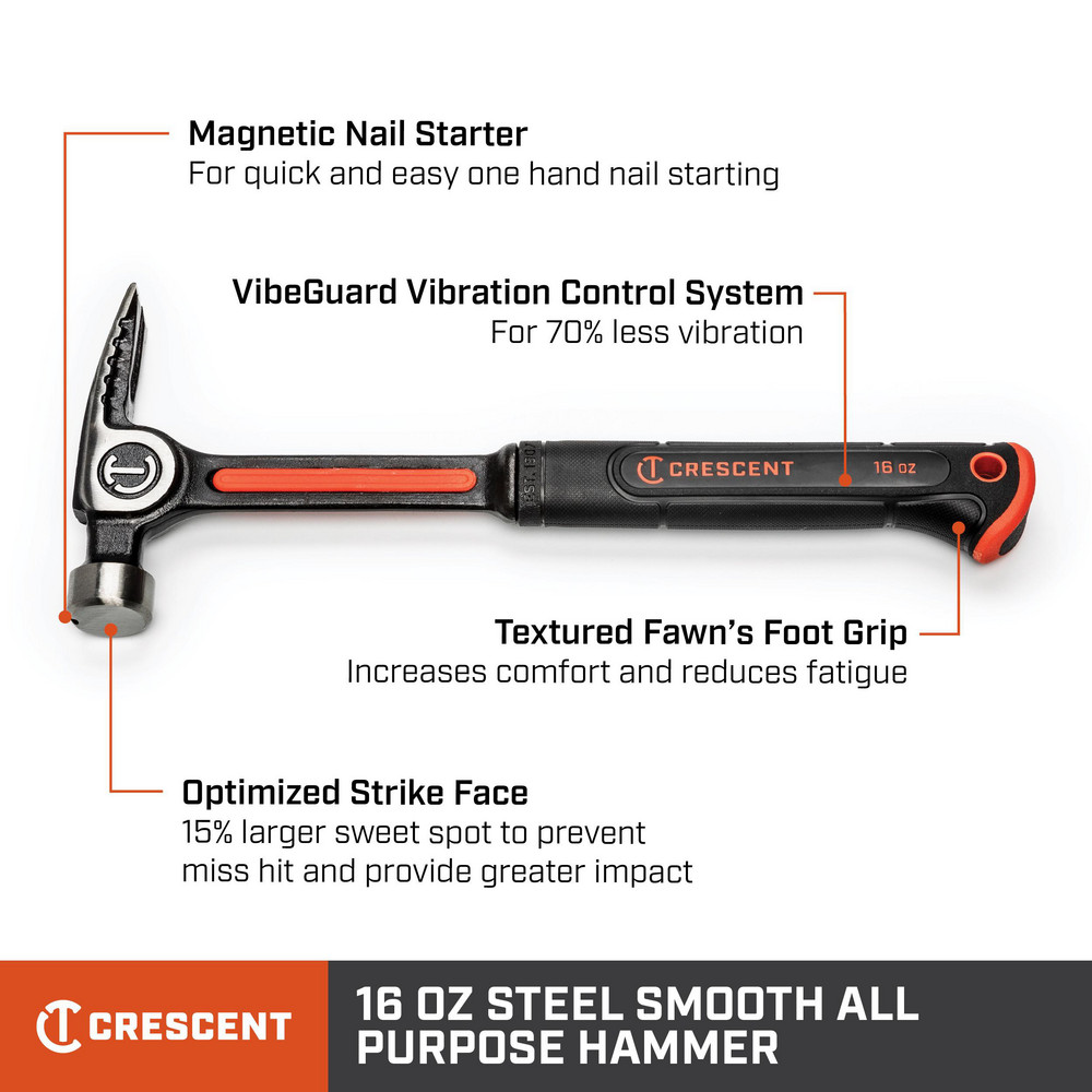 Crescent - Nail & Framing Hammers: Ripping, 1.375, 22, Steel | MSC Direct