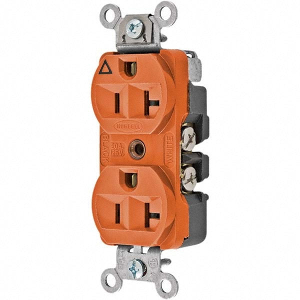 Hubbell Wiring Device-Kellems CR5352IG Straight Blade Duplex Receptacle: NEMA 5-20R, 20 Amps, Isolated Ground Image