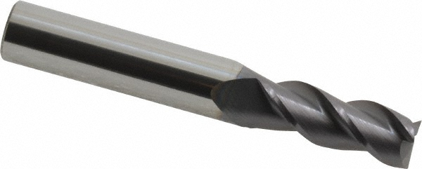12182009 Square End Mill: 11/32 Dia, 7/8 LOC, 3/8 Shank Dia, 2-1/2 OAL, 3 Flutes, Solid Carbide  