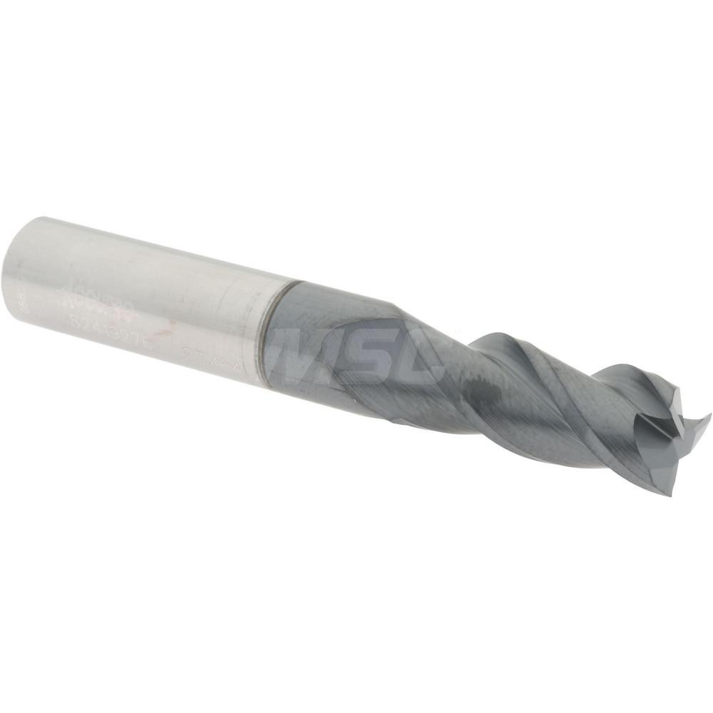12182012 Square End Mill: 23/64 Dia, 7/8 LOC, 3/8 Shank Dia, 2-1/2 OAL, 3 Flutes, Solid Carbide  