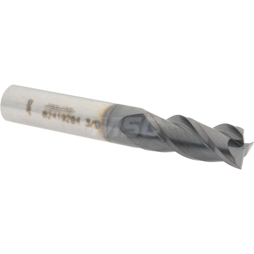 12182031 Square End Mill: 3/8 Dia, 7/8 LOC, 3/8 Shank Dia, 2-1/2 OAL, 3 Flutes, Solid Carbide  
