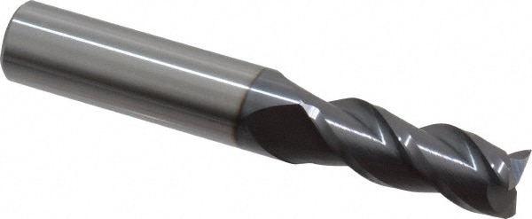 Accupro 12182042 Square End Mill: 25/64 Dia, 1 LOC, 7/16 Shank Dia, 2-3/4 OAL, 3 Flutes, Solid Carbide 