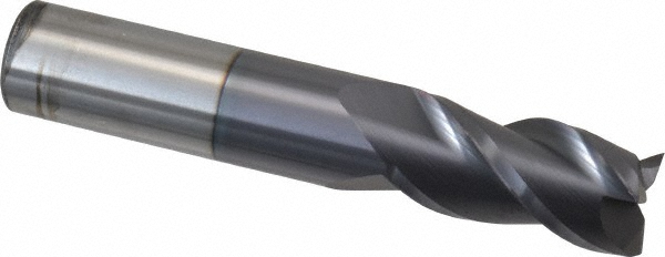 12182109 Square End Mill: 5/8 Dia, 1-1/4 LOC, 5/8 Shank Dia, 3-1/2 OAL, 3 Flutes, Solid Carbide  