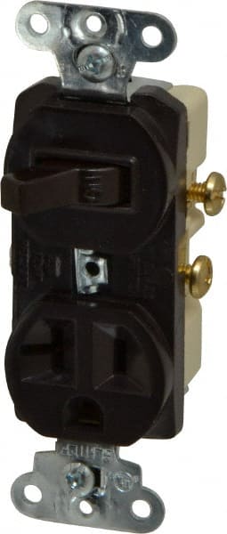 Pass & Seymour 671 1 Pole, 120/125 Volt, 20 Amp, 1 Outlet, Flush Mounted, Self Grounding, Tamper Resistant Combination Outlet and Switch 