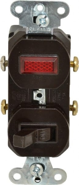 Pass & Seymour 692 1 Pole, 120/125 VAC, 15 Amp, Flush Mounted, Ungrounded, Tamper Resistant Combination Switch with Pilot Light 
