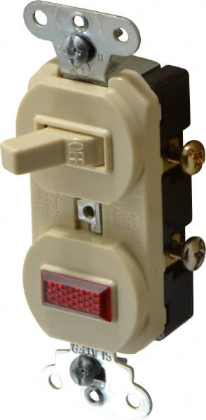 Pass & Seymour 692I 1 Pole, 120/125 VAC, 15 Amp, Flush Mounted, Ungrounded, Tamper Resistant Combination Switch with Pilot Light 