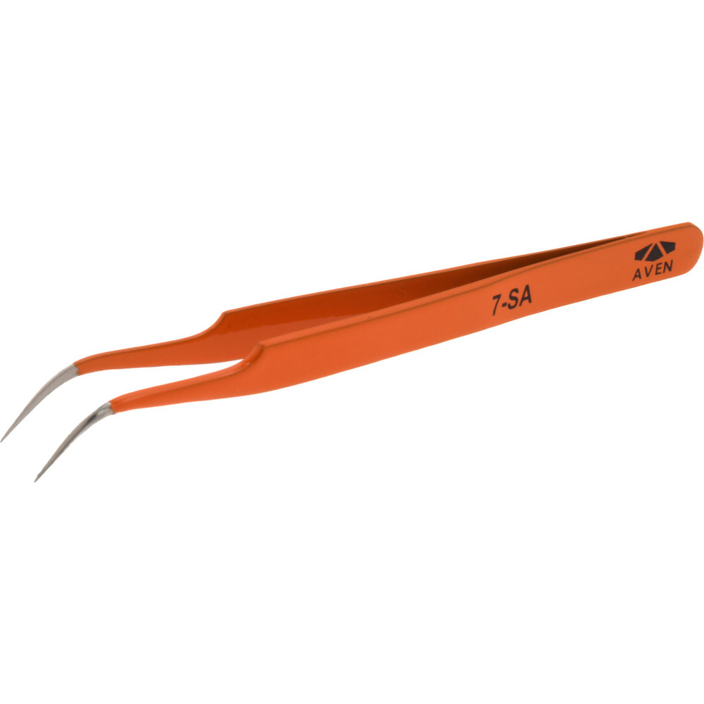 Color-Coded Precision Tweezer: 7-SA, Stainless Steel, 4-1/2" OAL
