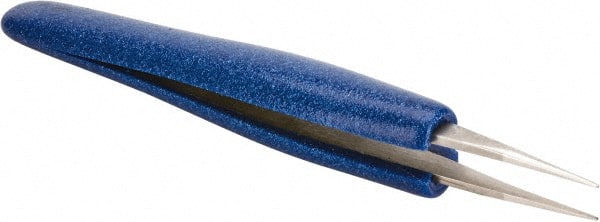Ergonomic Cushion Grip Tweezer: OO-SA, Anti-Magnetic Stainless Steel, Straight Tip, 4-3/4" OAL
