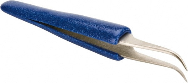 Ergonomic Cushion Grip Tweezer: 7-SA, Anti-Magnetic Stainless Steel, Curved Tip, 4-1/2" OAL