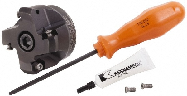 2" Cut Diam, 3/4" Arbor Hole, 3.23mm Max Depth of Cut, 45° Indexable Chamfer & Angle Face Mill
