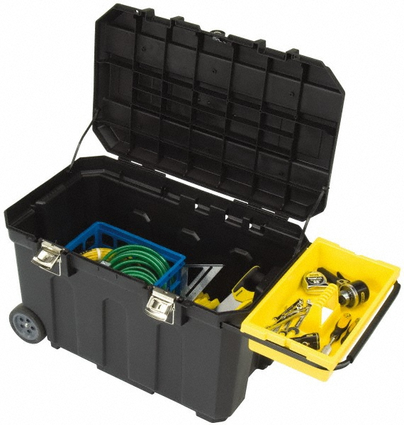 Tool Chest: 18-1/2" OAD, 19" OAH, 30" OAW - 50 lb Capacity, Polypropylene Resin, Black