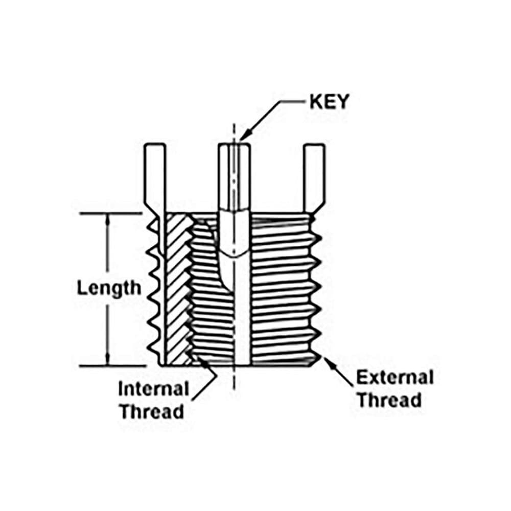 Jergens 215-066311 Thread Locking Insert: 1- 8 Internal Thread, 1-3/8-12 External Thread, Heavy-Duty Keylocking Image