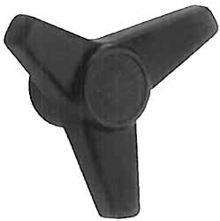 3 Arm Knobs; Style: Female Insert; Head Diameter: 2.48 in; Height (Inch): 1.10 in; Height (mm): 1.10 in; Hub Diameter: 1.02 in; Material: Plastic; Hub Height: 0.62 in; Core Height: 0.98; Color: Black; Finish/Coating: Matte; Face Circle Outside Diameter: 0