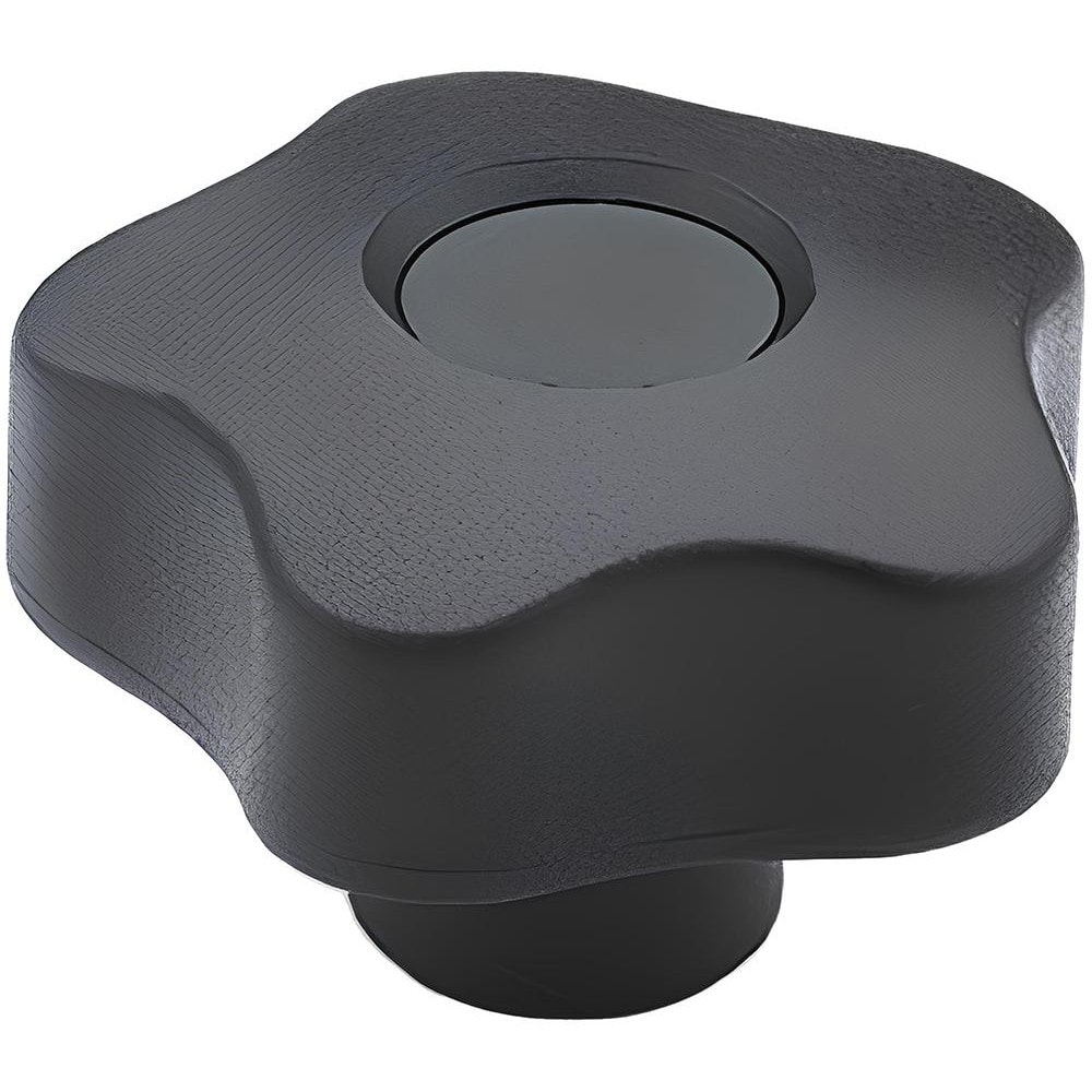 Lobed Knob: 1.97" Head Dia, 5 Points, Thermoplastic Elastomer, Black