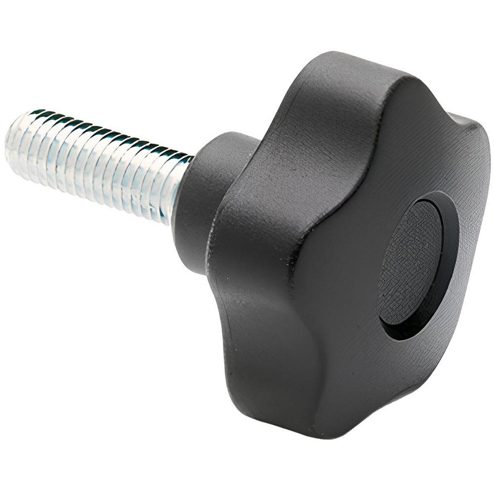 Lobed Knob: 1.26" Head Dia, 5 Points, Thermoplastic Elastomer, Black