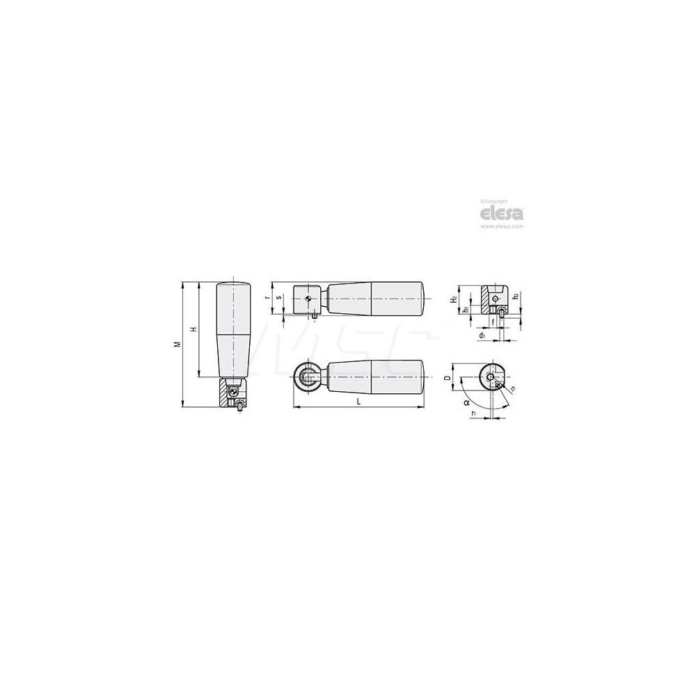 Elsa Handle Revolving Rotation Elesa - M4x0.7 Stem, Revolving (Folding) Handwheel & Machine Handle ...