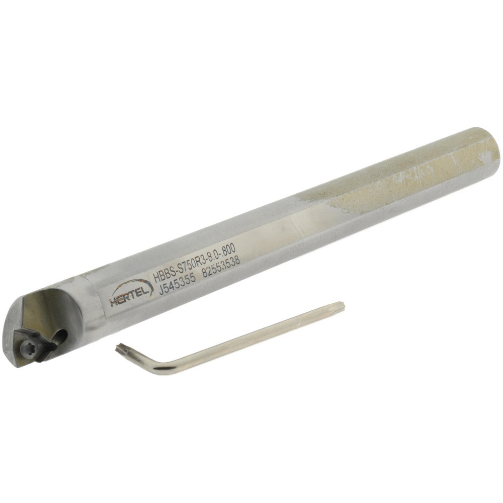 Hertel H08614968 Indexable Boring Bar: HBBS-S750R3-8.0-.800, 0.8" Min Bore Dia, Right Hand Cut, 3/4" Shank Dia, Steel 