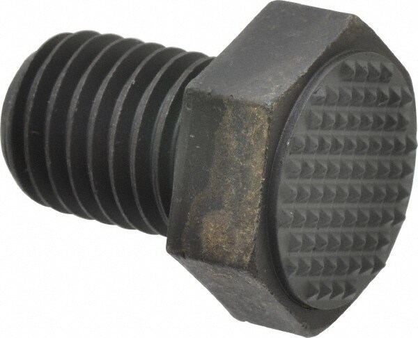 Serrated Tooth, 3/4-10, 1" Shank Length, 1" Thread Length, Black Oxide Finish, Hex Head, Adjustable Positioning Gripper