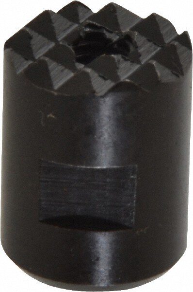 10-32 Thread, 1/2" Diam, 0.651" High, Threaded, Fine Tooth Grade Diamond Serration Tooth Pattern, High Speed Steel, Round Positioning Gripper