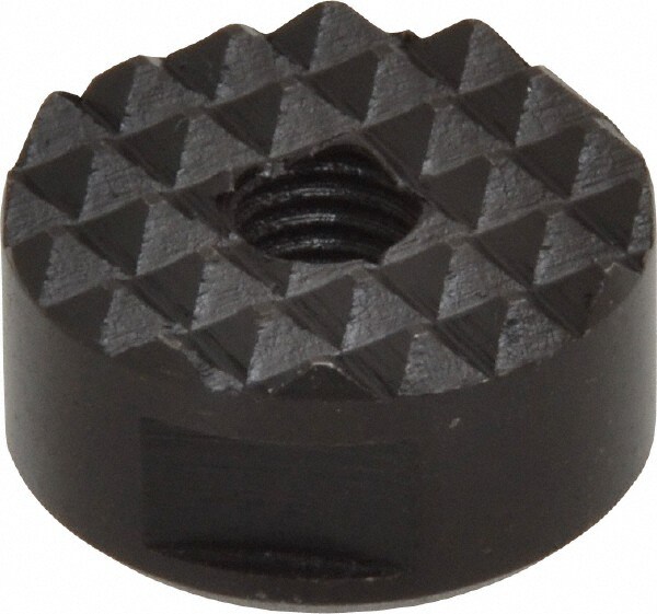1/4-28 Thread, 3/4" Diam, 3/8" High, Threaded, Fine Tooth Grade Diamond Serration Tooth Pattern, High Speed Steel, Round Positioning Gripper