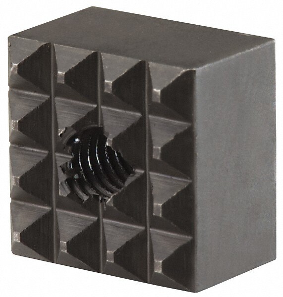 Square Positioning Grippers; Material: Carbide-Tipped ; Thread Size: 10-32 ; Tooth Pattern: Diamond Serration ; Finish: Zinc-Plated ; Tooth Grade: Fine ; Counterbored: No