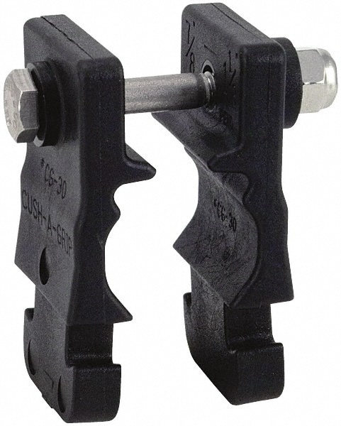 Cushion Clamp: 3/8" Pipe, 5/8 to 7/8" Tube, Glass Filled Nylon 6, Black, Blue & Silver
