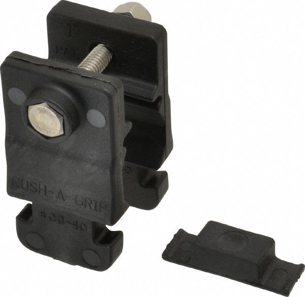 Cushion Clamp: 3/4" Pipe, 1 to 1-1/4" Tube, Glass Filled Nylon 6, Black