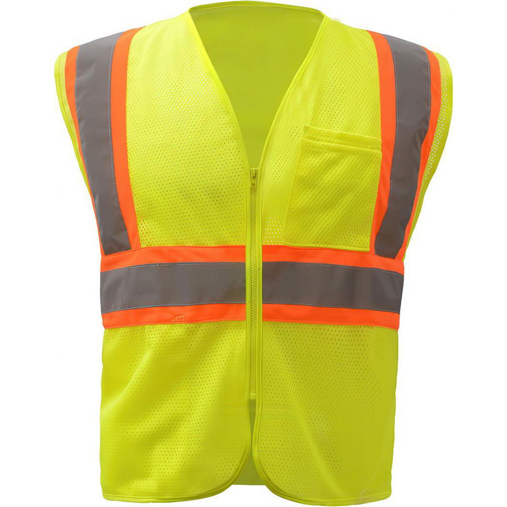 High Visibility Vest:  4X-Large, General Purpose Vest,  ANSI Class 2 - Lime,  2 Pocket