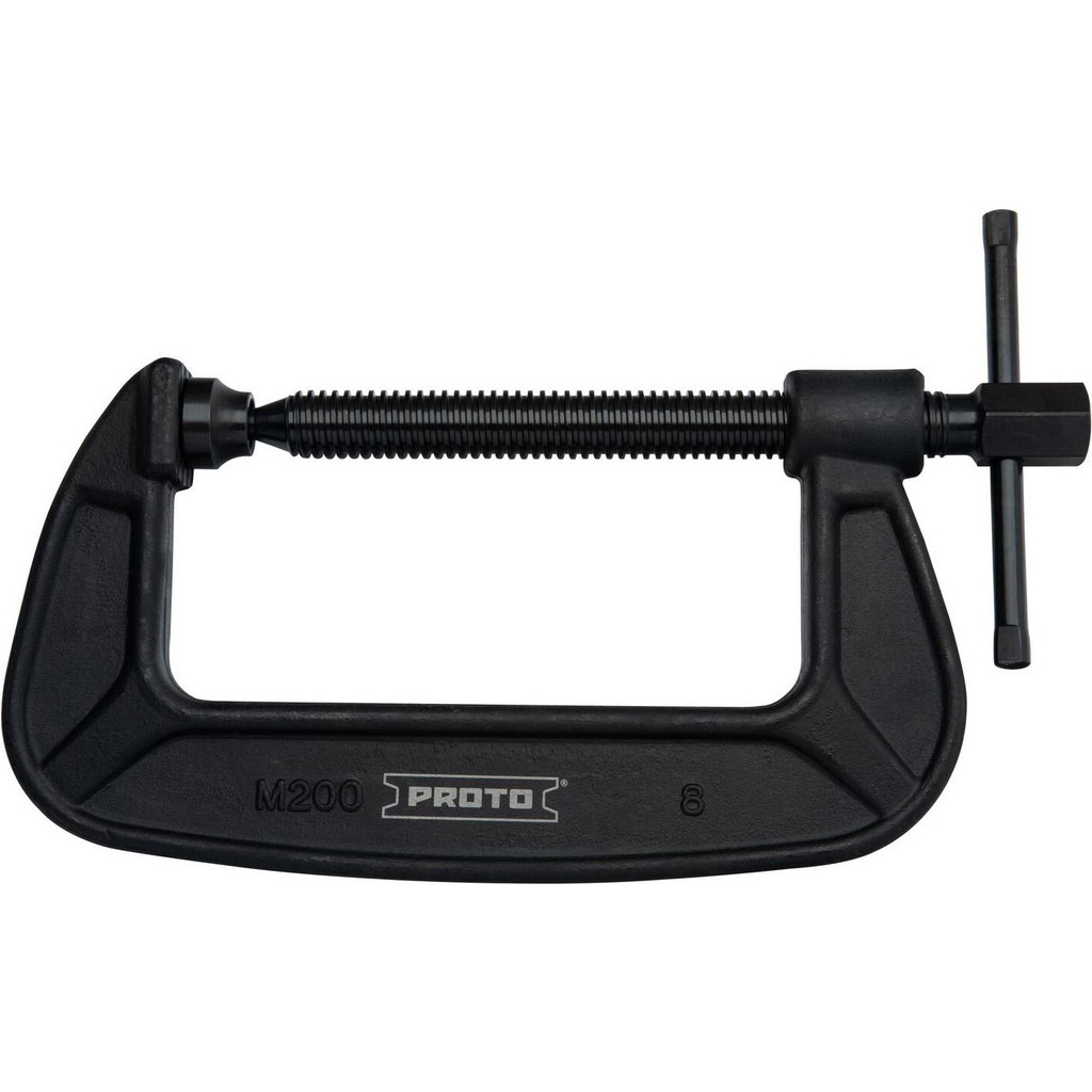 Faithfull 8-Inch Deep Throat G-Clamp – 85mm Capacity, Drop-Forged Steel, ACME Thread, Powder Coated, FAIG8DT-TB