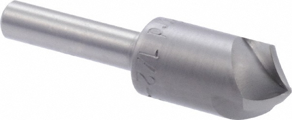 M.A. Ford® Countersink: 1/2" Head Dia, 100 deg Included Angle, 3 Flute, High-Speed Steel, Right Hand Cut - 0.50 mm Min Cut Dia, 1/4" Shank Dia, 2"