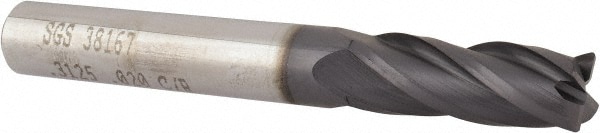 SGS 38167 Corner Radius End Mill: 5/16" Dia, 13/16" LOC, 0.02" Radius, 4 Flutes, Solid Carbide Image