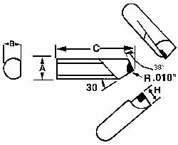 Single Point Tool Bit: 1/2'' Shank Width, 1/4'' Shank Height, Diamond-Tipped, SRC, Round Shank Boring