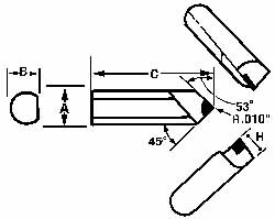 Single Point Tool Bit: 1/4'' Shank Width, 1/4'' Shank Height, Diamond-Tipped, SRE, Round Shank Boring