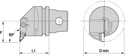 Modular Turning & Profiling Cutting Unit Head: Size KM32, 35 mm Head Length, Internal, Left Hand