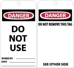 Accident Prevention Tag: Rectangle, 3.0000" High, Unrippable Vinyl