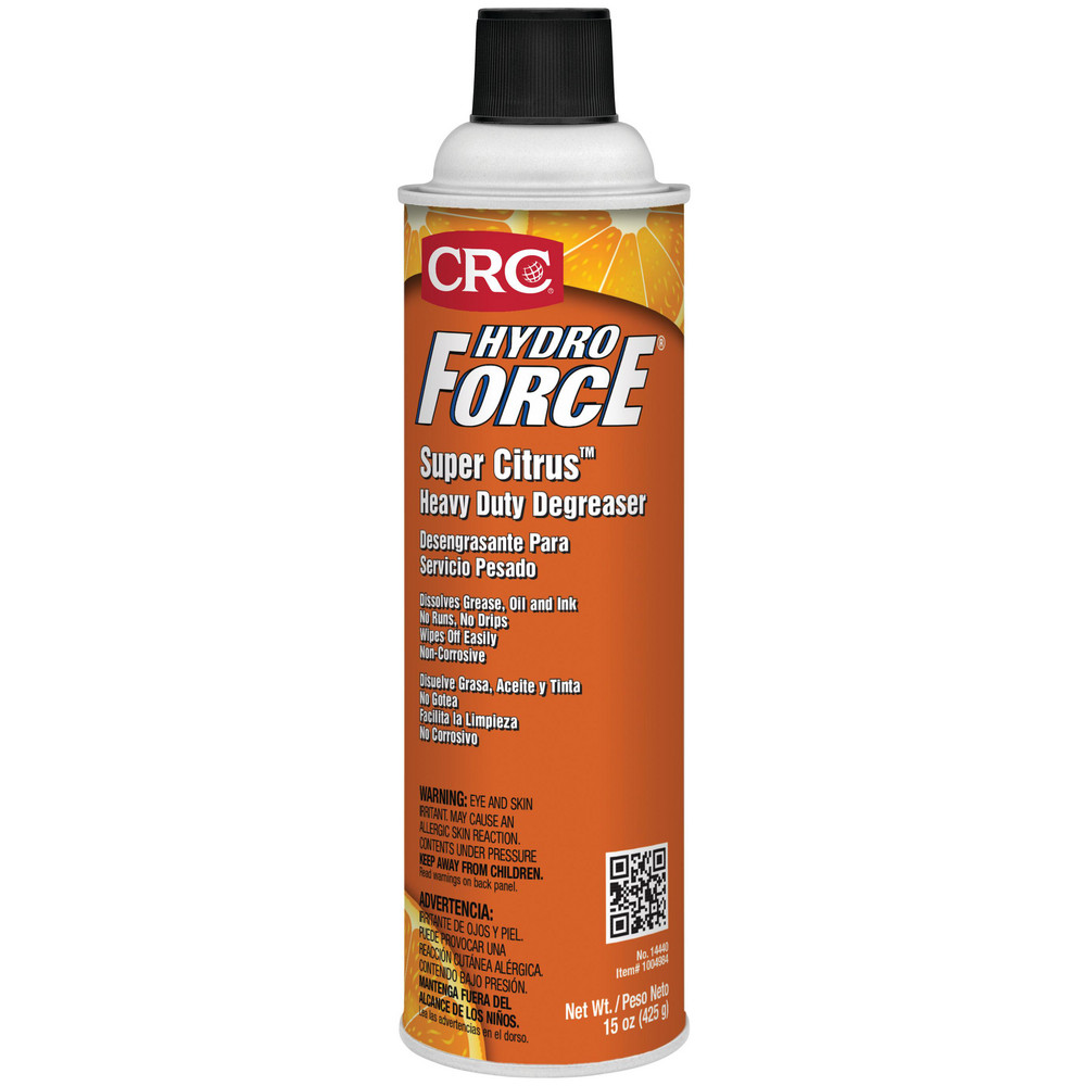 HydroForce Super Citrus Heavy Duty Degreaser, 15oz - Aerosol, Citrus Scent, for Air Tools, Automatic Drip Machines, Bearings, Chains, Clutches, Compressors, Dies, Floor Scrubbers, Generators, Mechanical Brakes, Molds, Motors, Other Cleaning Equipment, Parts, Power Washers, Presses, Rollers & Wire Ropes