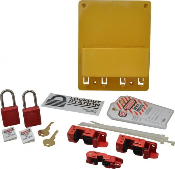 Master Lock S1720E410 Electrical Lockout Station: Equipped, 2 Max Locks, Polycarbonate Station 