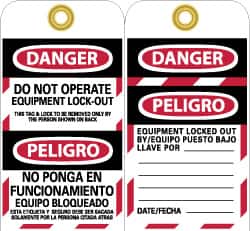 Lockout Tag: Rectangle, 3" High, Unrippable Vinyl, "Danger"