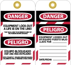 Lockout Tag: Rectangle, 3" High, Unrippable Vinyl, "Danger"