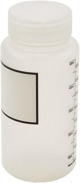 100 to 999 mL Polyethylene Wide-Mouth Bottle: 3" Dia, 6.5" High