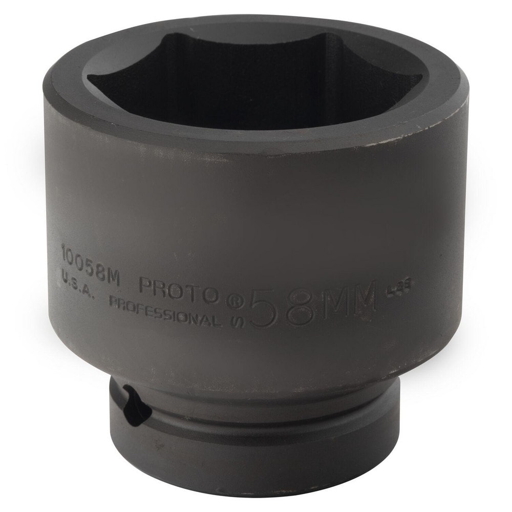 Impact Socket: 1" Drive, 58mm Socket, Hex Drive