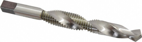 Combination Drill Tap: D6, 6H, 2 Flutes, High Speed Steel