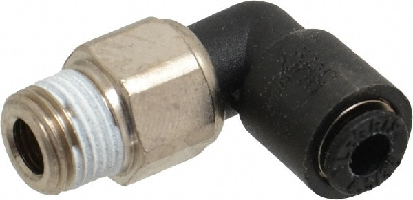 Legris 3159 04 10 Push-To-Connect Tube to Male & Tube to Male BSPT Tube Fitting: Oscillating Male Elbow, 1/8" Thread Image