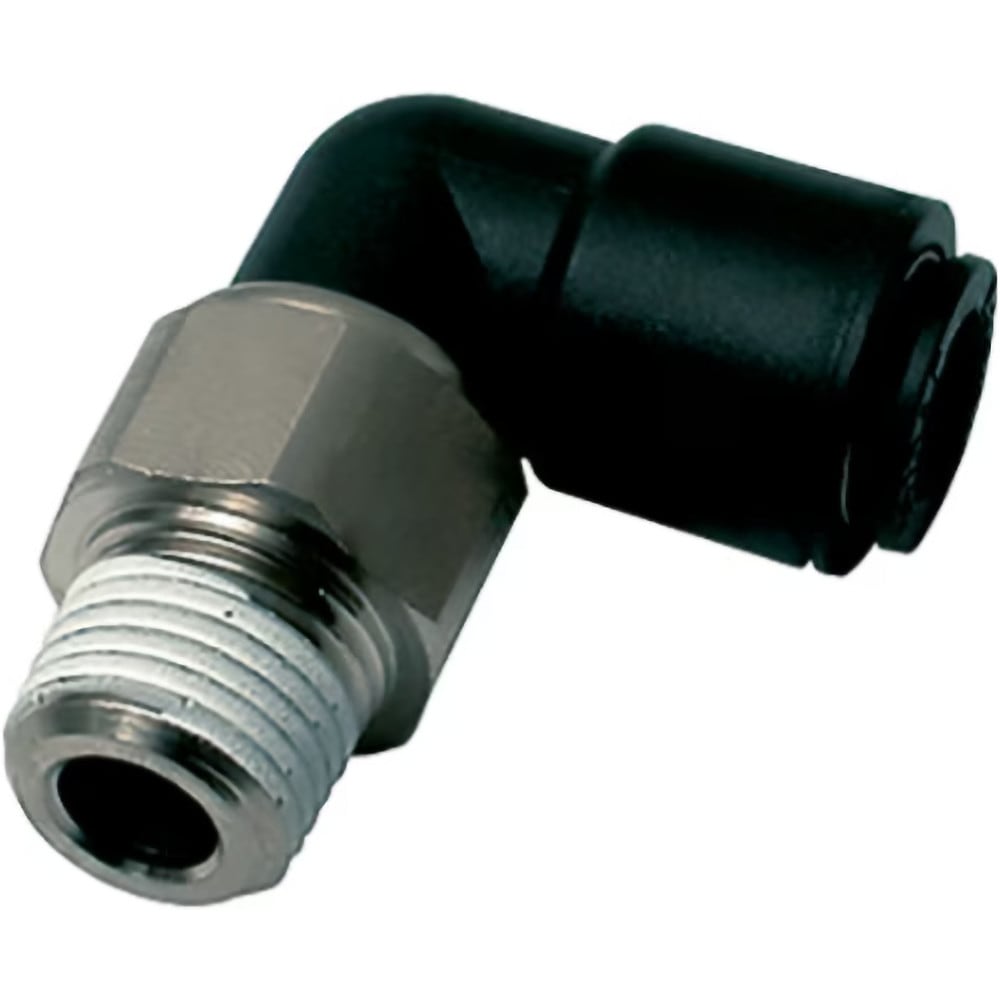 Push-To-Connect Tube to Male & Tube to Male BSPT Tube Fitting: Oscillating Male Elbow, 1/4" Thread