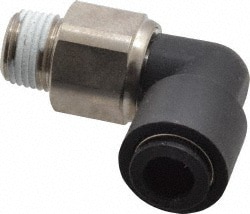 Legris 3159 56 11 Push-To-Connect Tube to Male & Tube to Male NPT Tube Fitting: Oscillating Male Elbow, 1/8" Thread, 1/4" OD Image