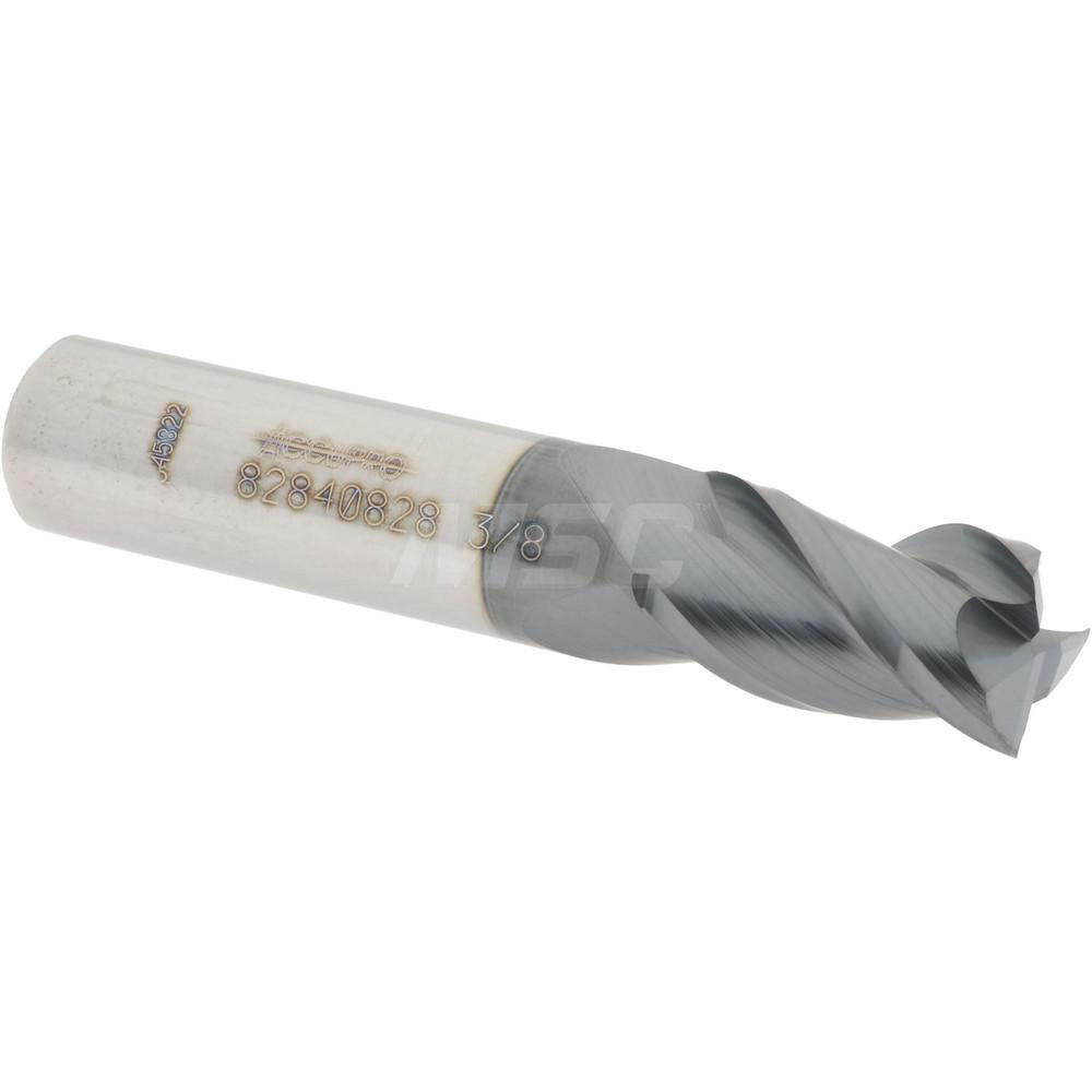 12182183 Square End Mill: 3/8 Dia, 5/8 LOC, 3/8 Shank Dia, 2 OAL, 3 Flutes, Solid Carbide  