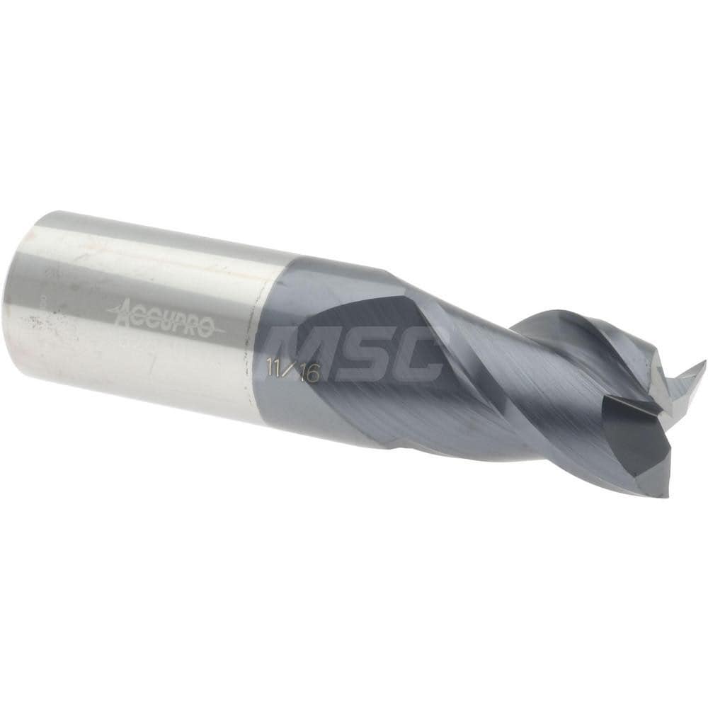 Accupro 12182198 Square End Mill: 11/16 Dia, 1 LOC, 3/4 Shank Dia, 3 OAL, 3 Flutes, Solid Carbide Image