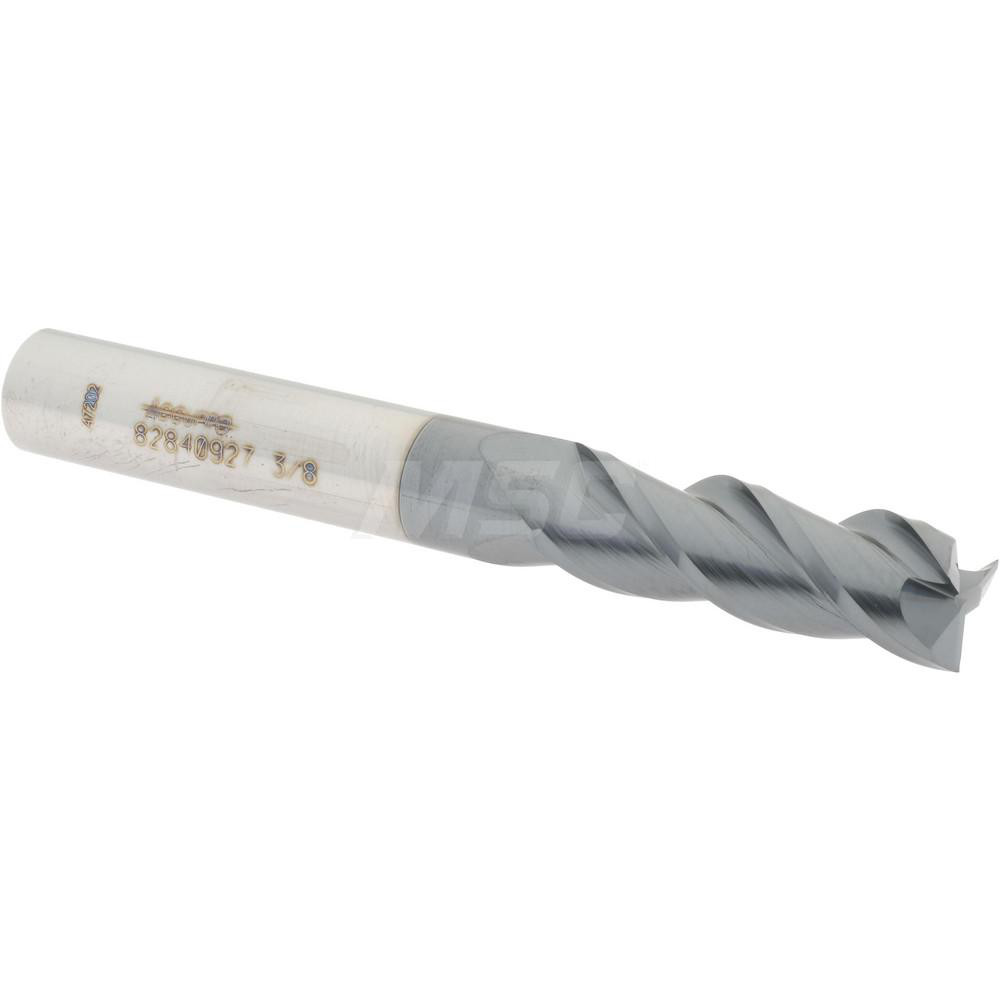 12182219 Square End Mill: 3/8 Dia, 1-1/8 LOC, 3/8 Shank Dia, 3 OAL, 3 Flutes, Solid Carbide  